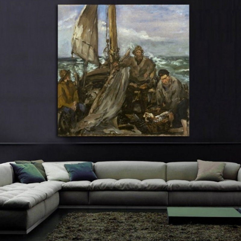 Πίνακας σε καμβά με Θάλασσα με ψαράδες